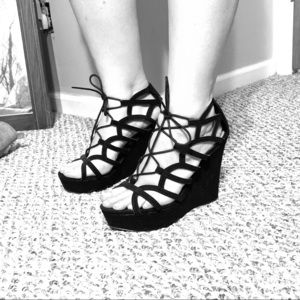 Black lace up heels